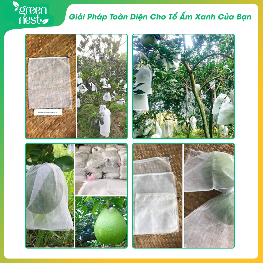 100 túi vải lưới bọc bưởi da xanh 35x40cm siêu bền - chống ruồi, chim, côn trùng hút chích, chịu nắng mưa quanh năm