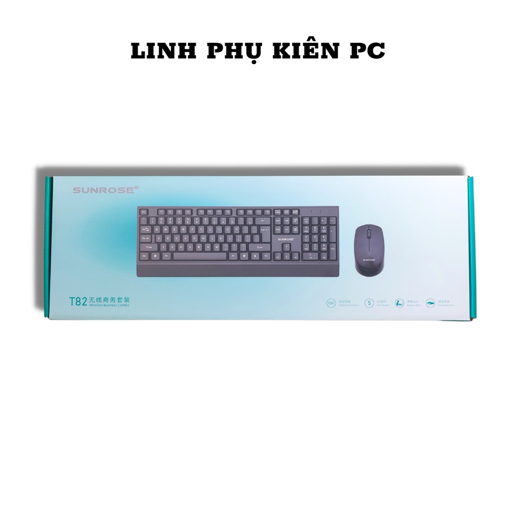 Bộ Bàn Phím Và Chuột Không Dây Cao Cấp Sunrose T82 Tặng Kèm Pin | Bảo Hành 12 Tháng