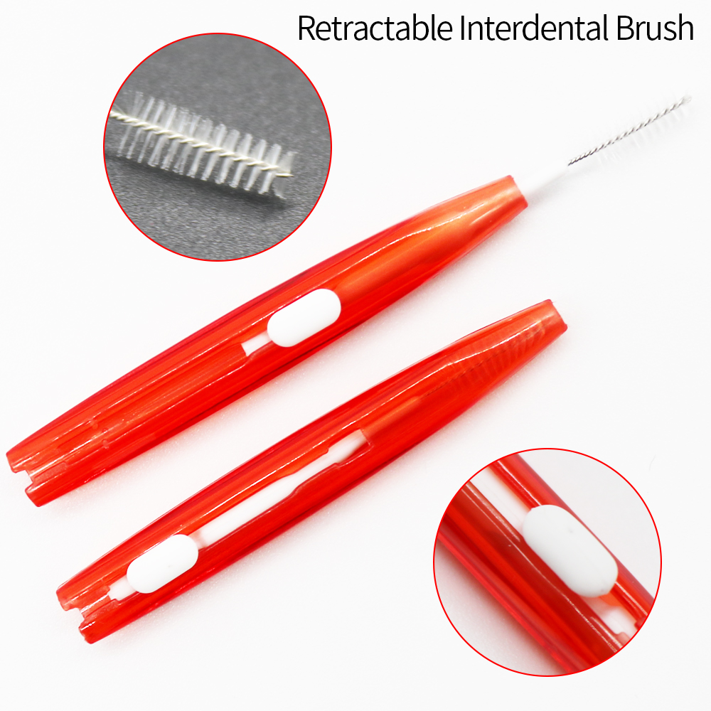 5PCS /Pack Push-Pull Brush Adults Cleaning Floss Brush Pick Multi-Size Brush Head