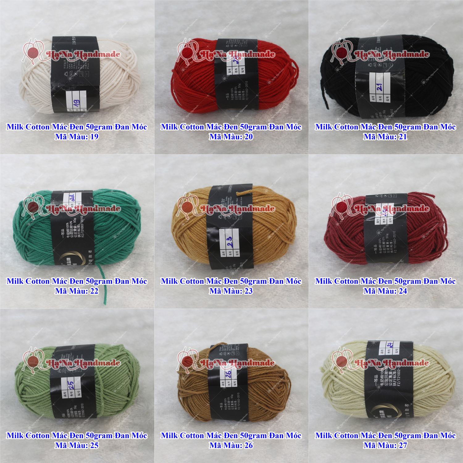 Len Milk cotton mác đen 50gram đan móc