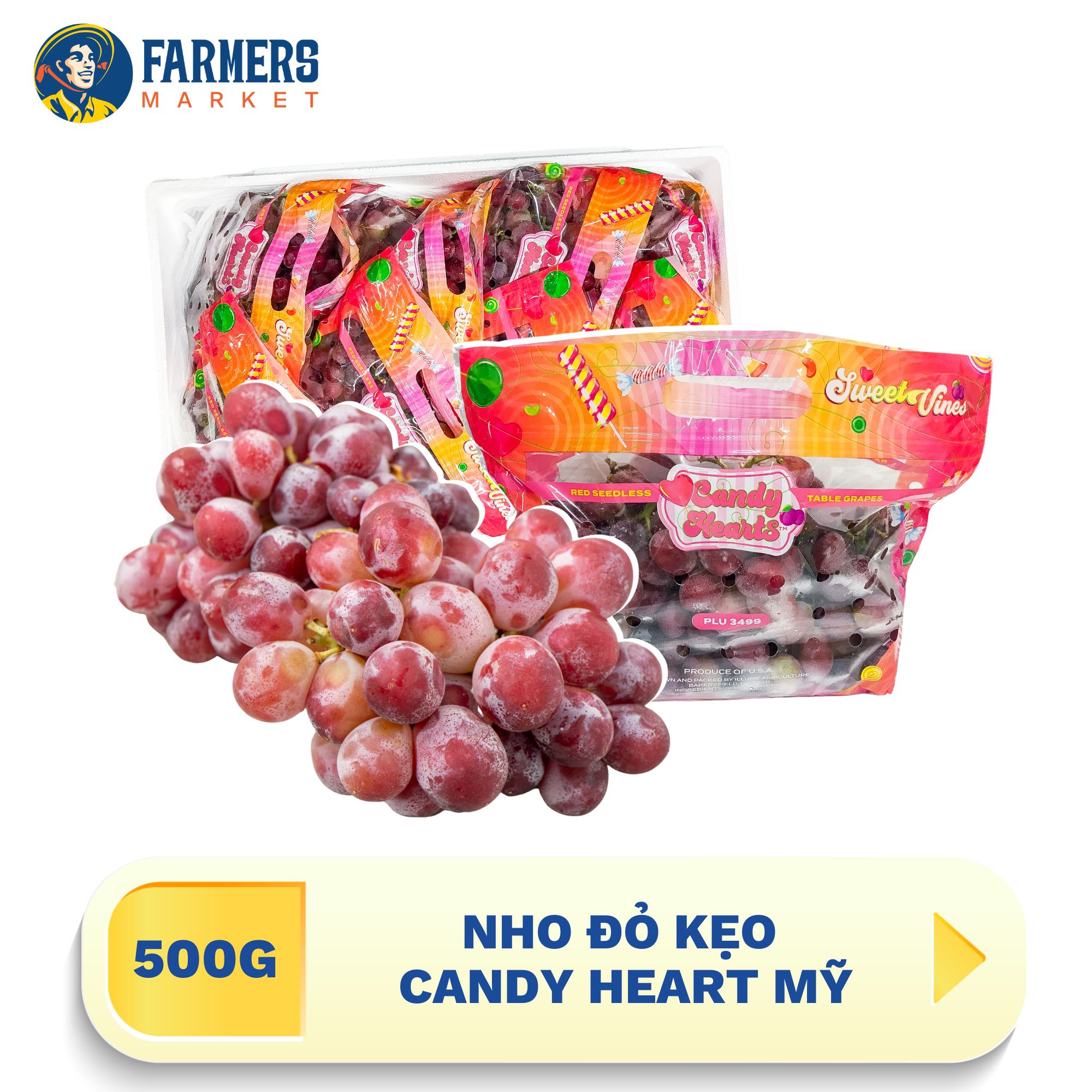 Chỉ giao nội thành HCM Nho đỏ kẹo Candy Heart Mỹ 0.5Kg