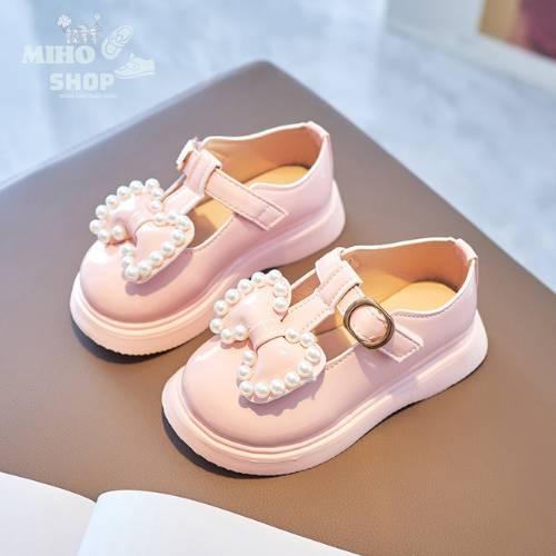 Giày Búp Bê Da Mềm Nơ Ngọc Phong Cách Hàn Quốc Cho Bé