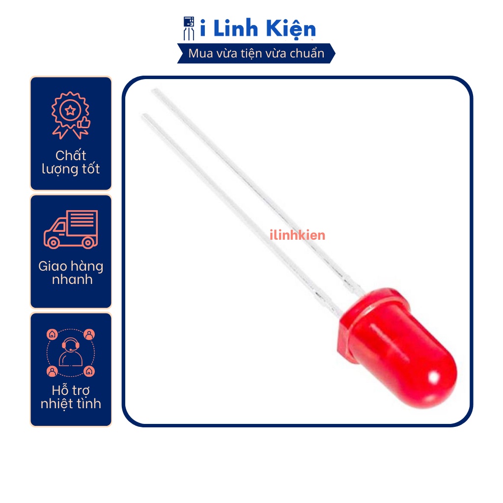 Led 5mm màu đỏ thân đục túi 30 con.