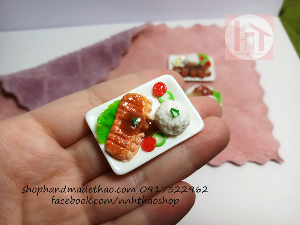 Mô Hình Đồ Ăn Trang Trí Roombox, Dollhouse_Cơm Đĩa