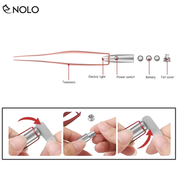 Bộ Lấy Ráy Tai Kèm Nhíp Tích Hợp Đèn Led Model TP05 Có Hộp Đựng Dùng Nguồn Pin