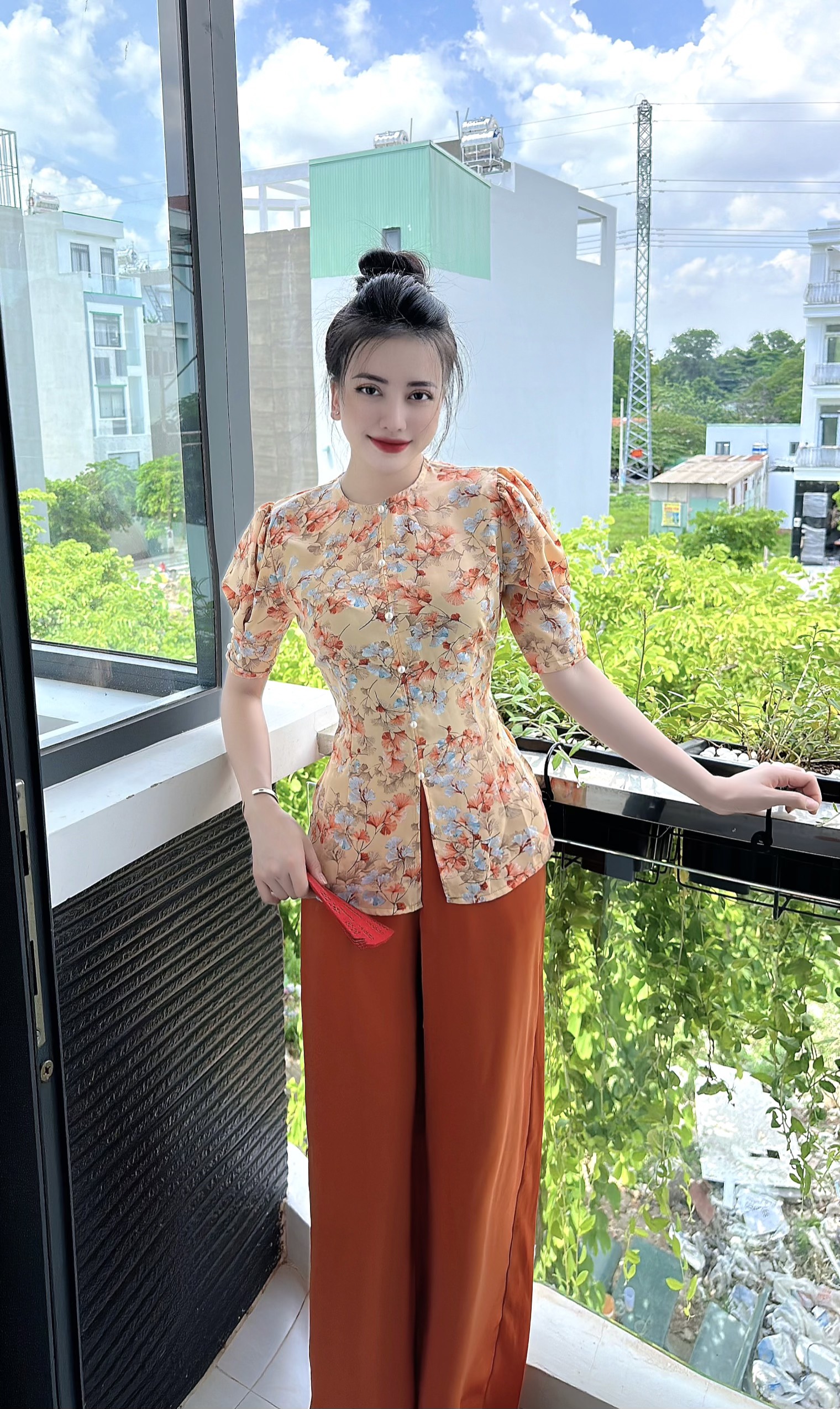 Set bộ Bà Ba tay búp vải lụa mango sang trọng trang nhã