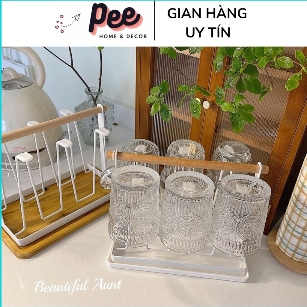 Giá úp cốc ly, kệ úp cốc kèm khay hứng nước gọn gàng nhà bếp - Peehomedecor