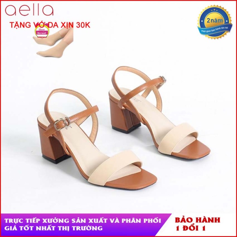 Giày sandal nữ cao gót quai ngang gót 5cm AELLA244 - Dáng công xinh công sở, mềm mại - Giày xăng đan cao gót nữ giá rẻ