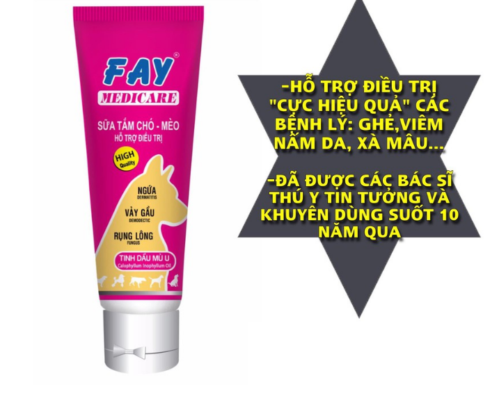 Hanpet - Sữa Tắm Chó Mèo FAY ASC All Skin Care 290ml Hỗ trợ trị ghẻ trị ngứa xà mâu nấm da