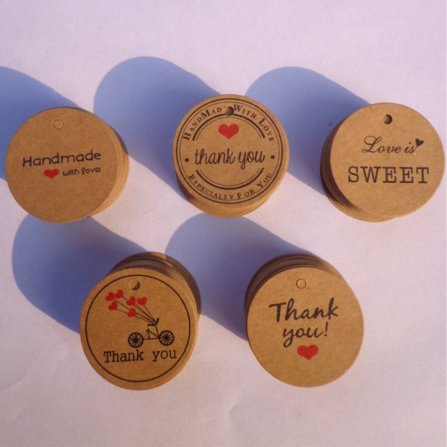 50 miếng tem dán decal sticker kraft THANK YOU.