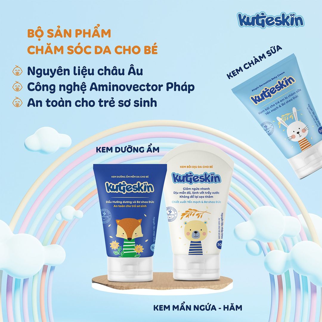Kutieskin 30gr giành cho da em bé bị chàm , lác sữa