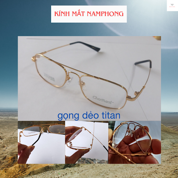 Gọng  kính dẻo[charmant ]titanium 2 cầu