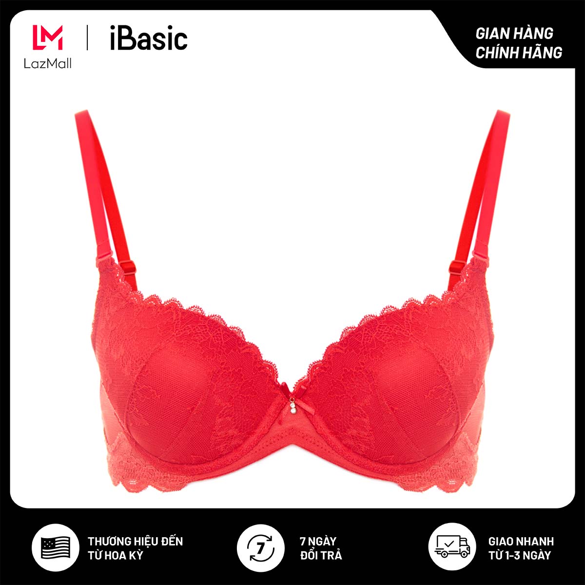 Áo ngực nữ mút dày phối ren iBasic BRAW073