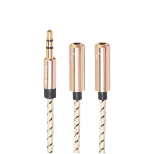 Cáp chia jack 3.5mm Rexus 1 đực ra 2 cái bọc vải