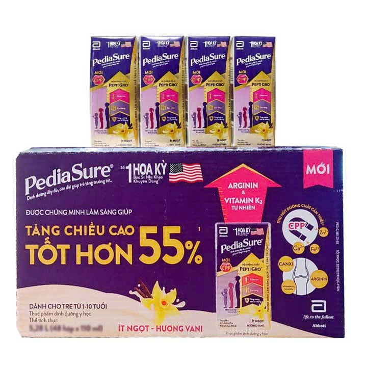Thùng 48 Hộp sữa bột pha sẵn Abbott PediaSure Vani 180ml