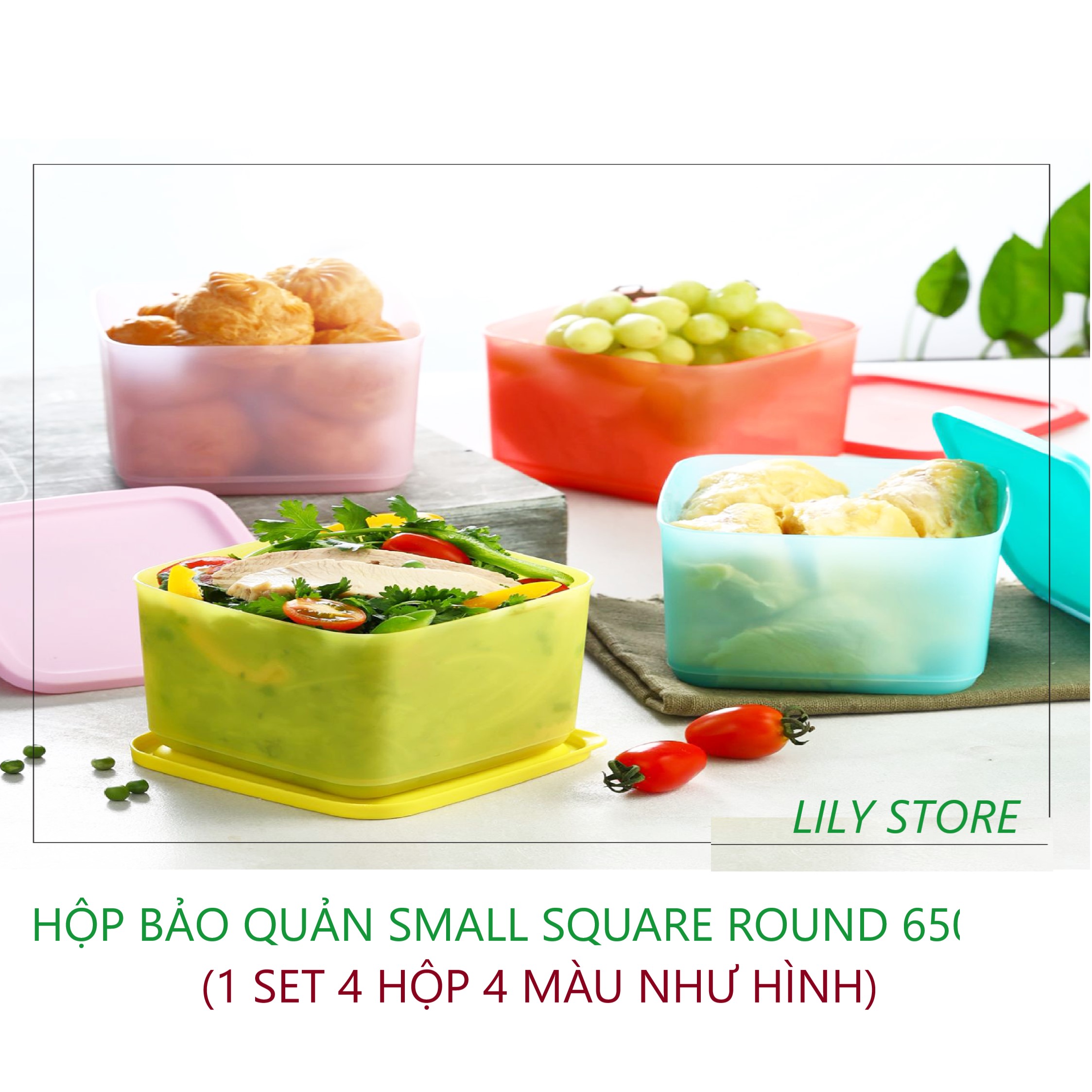 Tupperware Bộ hộp bảo quản thực phẩm Small Summer Fresh (4 hộp)