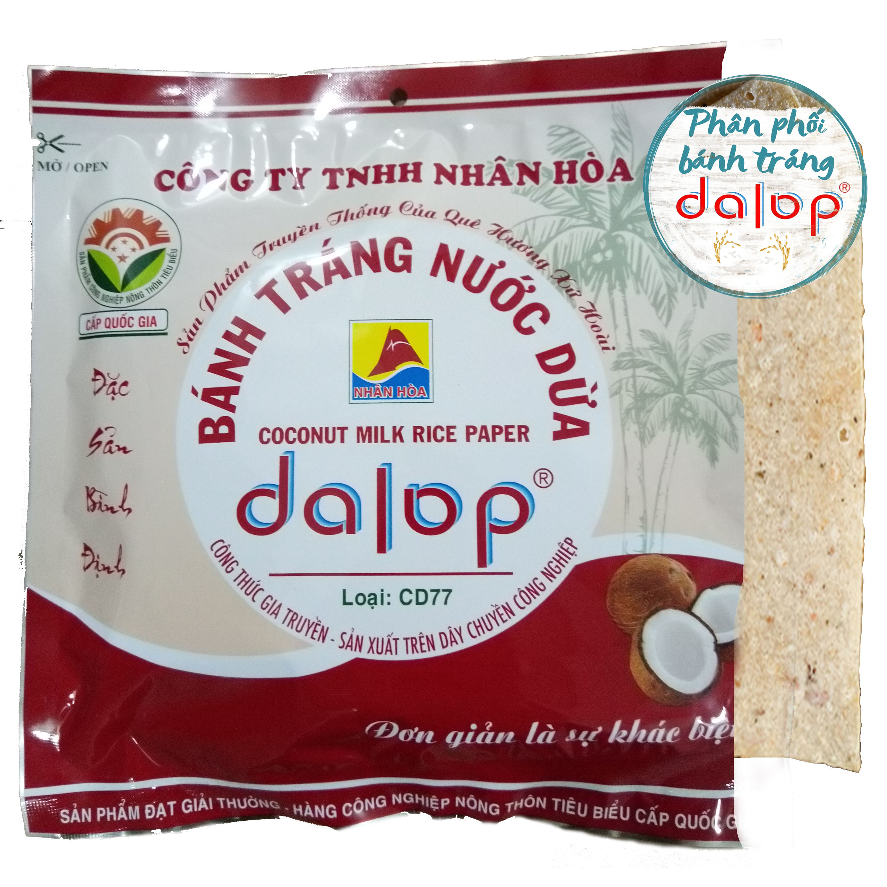 Bánh tráng nước dừa dalop nướng sẵn