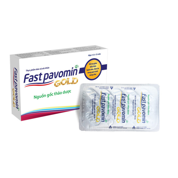 Fast Pavomin GOLD Giúp giảm các triệu chứng ốm nghén cho mẹ,Tốt cho sự phát triển của thai nhi (2 vỉ /1 hộp)