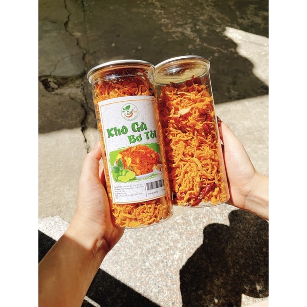 KHÔ GÀ BƠ TỎI Lon Pet 300gr BLUECHI'T