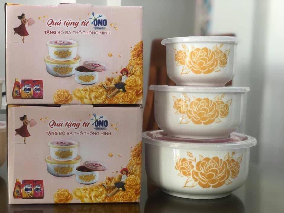 BỘ 03 THỐ SỨ NẮP HÚT CHÂN KHÔNG