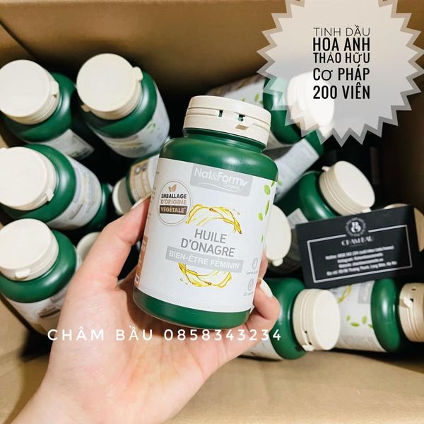 Tinh dầu hoa anh thảo hữu cơ Pháp NAT & FORM mẫu mới 200 viên