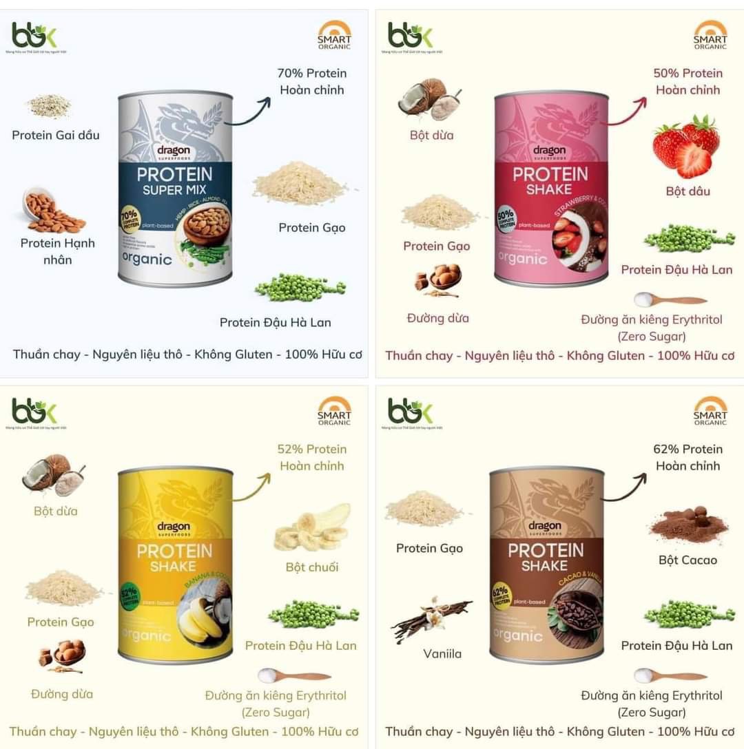 Bột Protein Shake hữu cơ Dragon Superfoods