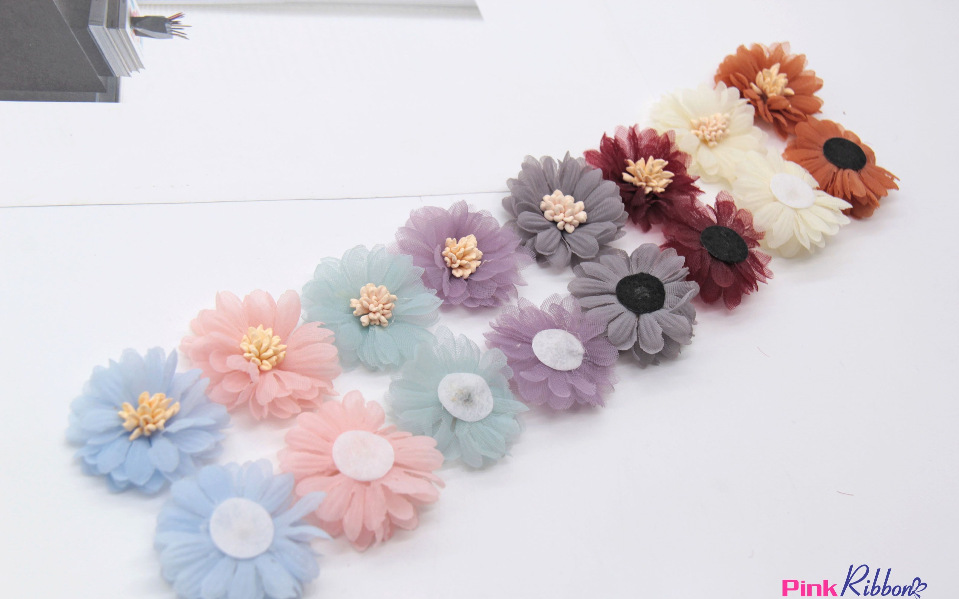 Hoa cúc voan bé cỡ 3.5cm làm phụ liệu thời trang, may mặc