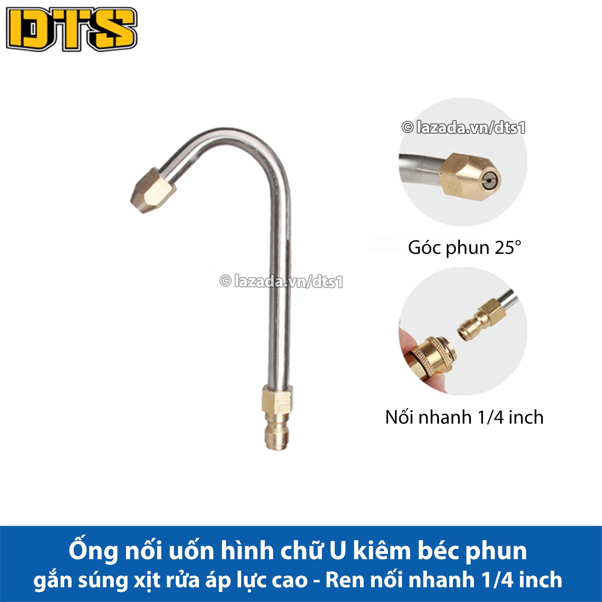 Ống nối uốn hình chữ U kiêm béc phun gắn súng xịt rửa áp lực cao của máy rửa xe cao áp - Ren nối nhanh 1/4