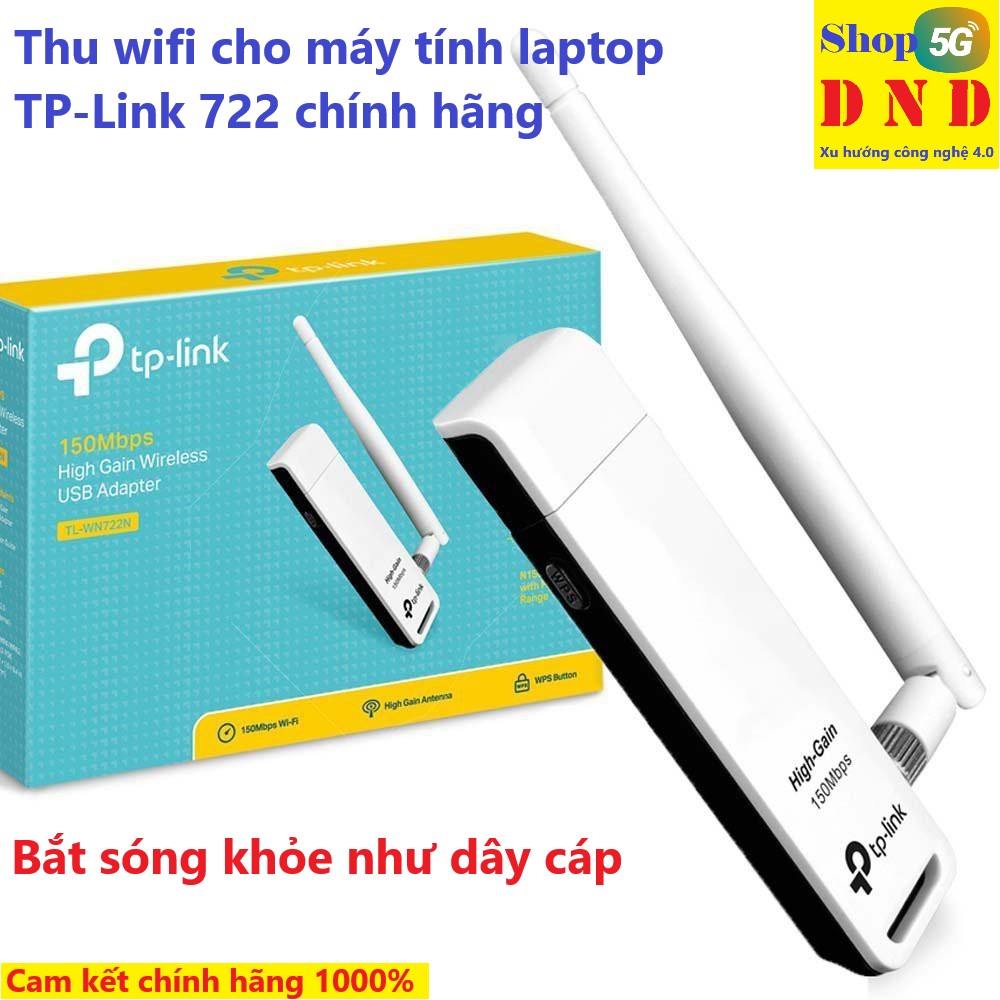 Thu wifi TP-Link USB TL-WN722N 150mbps chính hãng. Dễ dàng sử dụng, không cần cài đặt, cắm vào là thu wifi ngay