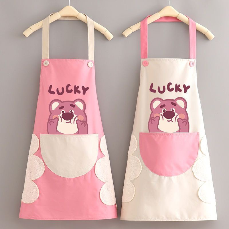 Tạp Dề Nấu Ăn Hình Gấu Dâu Tây Lotso Dễ Thương - Chống Nước Chống Dầu, tạp dề, tạp dề vải, tạp dề nấu bếp, tạp dề có túi, tạp dề nhà bếp, tạp dề làm bánh, tạp dề nấu ăn, tạp dề có túi tiện lợi