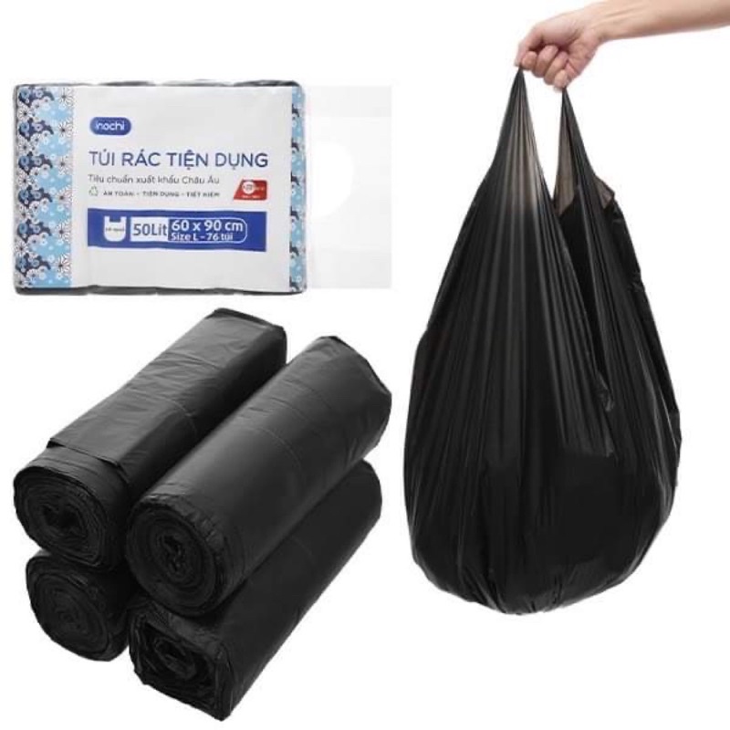 Túi đựng rác inochi loại dày dặn size lớn 54 x 70 cm mỗi cuộn 28 túi