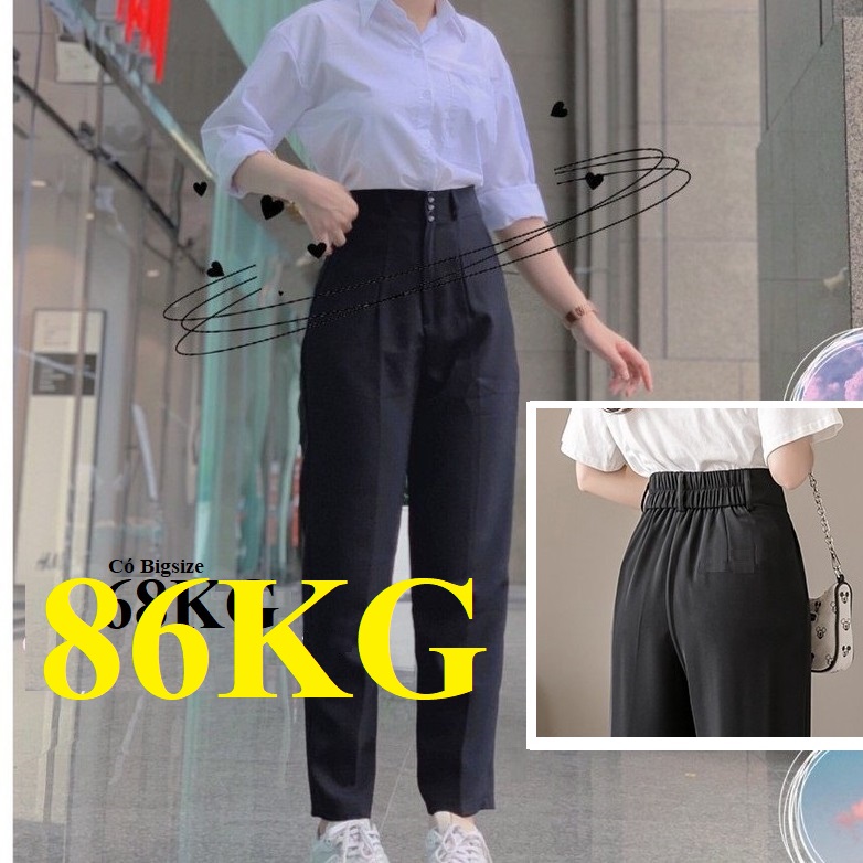 3 KHUY Quần Tây Học Sinh Nữ, Chun sau lưng, Vải Tuyết Mưa cao cấp, có Big Size 91KG