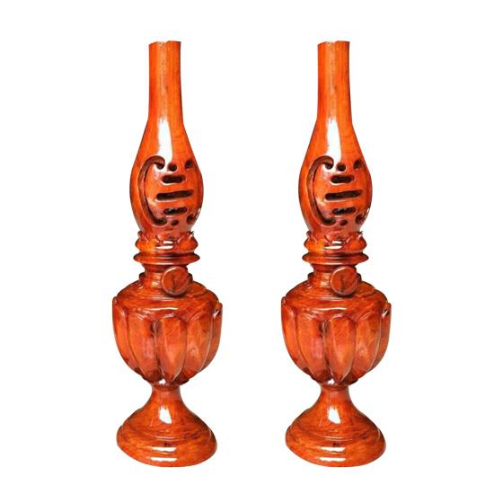 Cặp Đèn Thờ Gỗ Hương Cao 40Cm