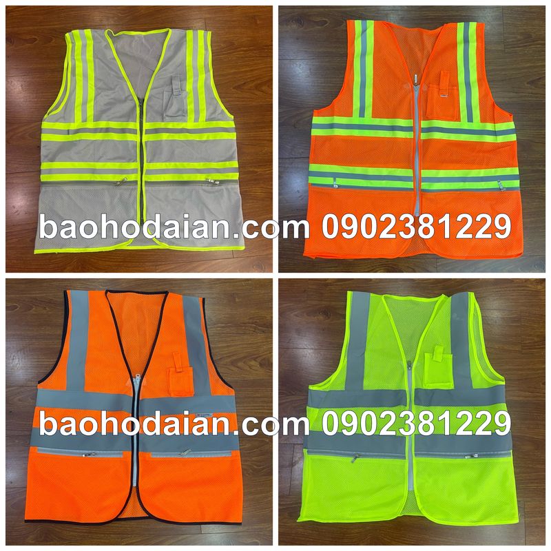 Áo phản quang kiểu 3M lưới 3 kéo có túi