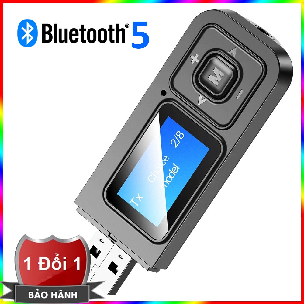 Bt-03 - bộ thu phát bluetooth 5.0 đa năng kèm màn hình lcd - 3 in 1 bluetooth with display bt 03
