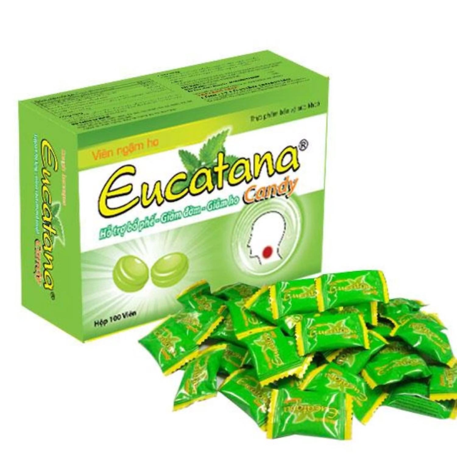 Viên ngậm ho Eucatana  hộp 100 viên nguồn gốc thảo dượ , giảm ho, đau rát