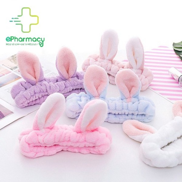 Băng đô turban nơ tai thỏ vải nhung 3D mềm mịn dễ thương - ePharmacy Tools