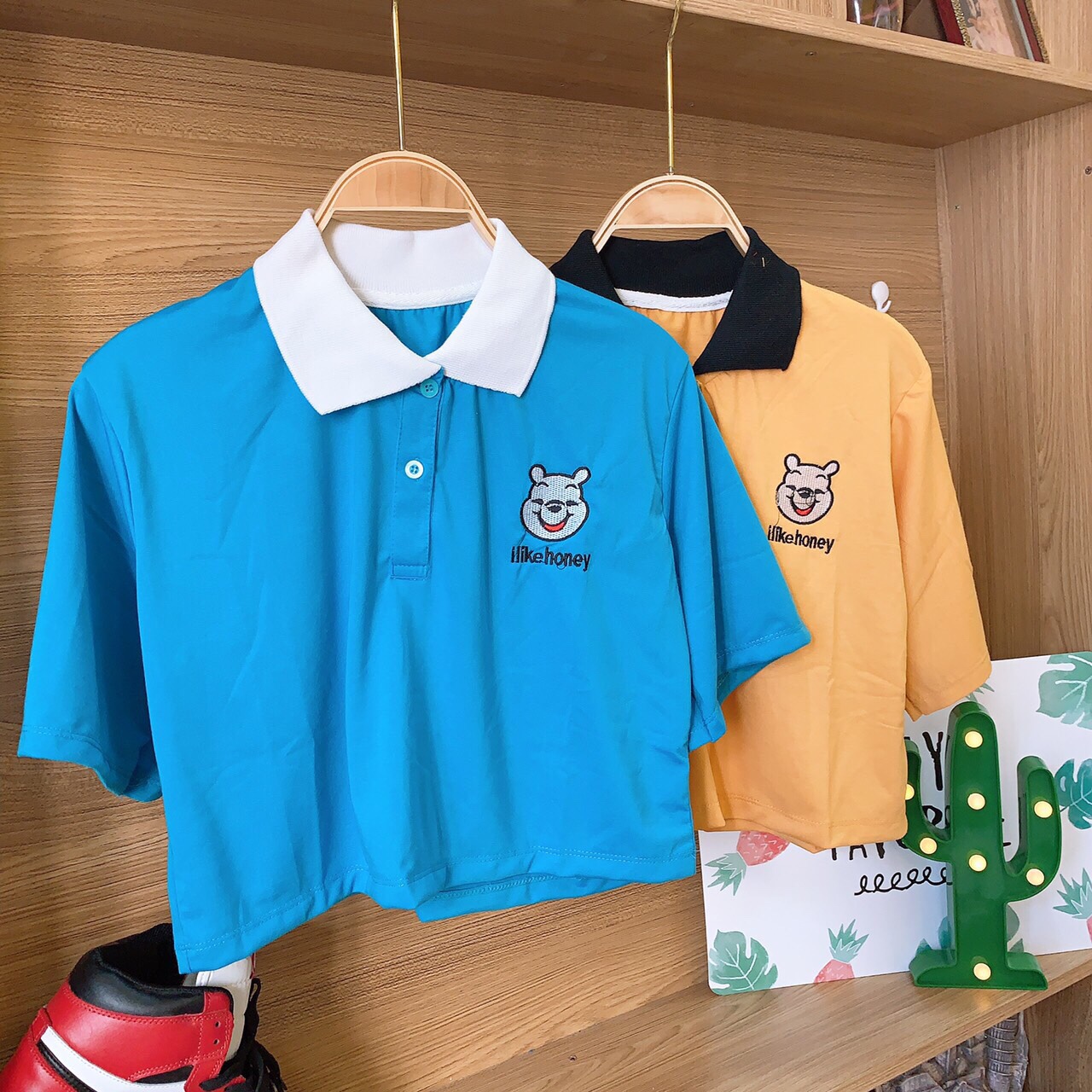 Áo croptop áo croptop nữ cổ bẻ gấu pool mẫu mới cực xinh