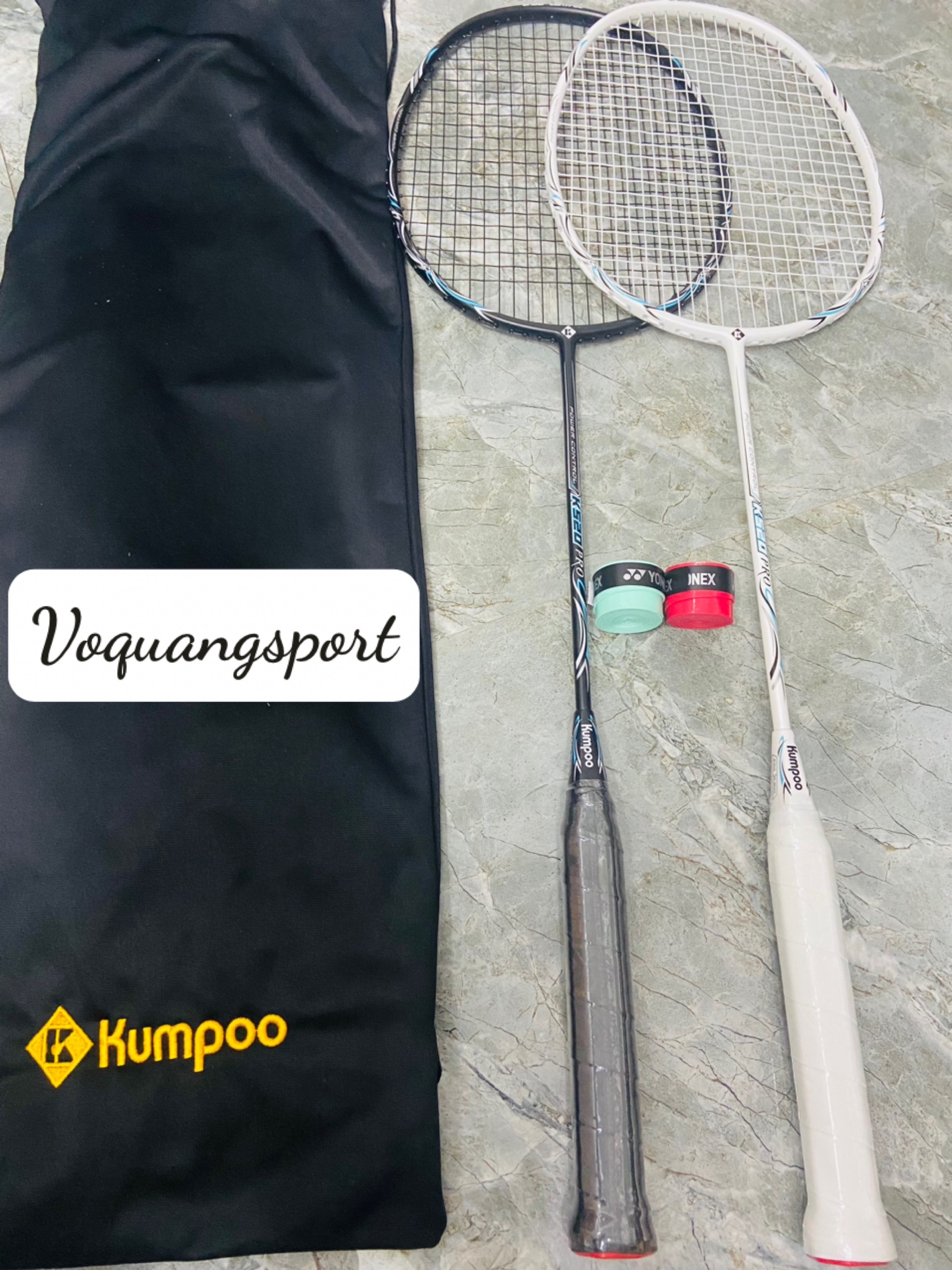 1 Vợt cầu lông KUMPOO K520pro.PC99.Căng dây sẵn tặng kèm Cước Căng sẵn 11kg+1 Quấn cán +1 bao vợt đơn.
