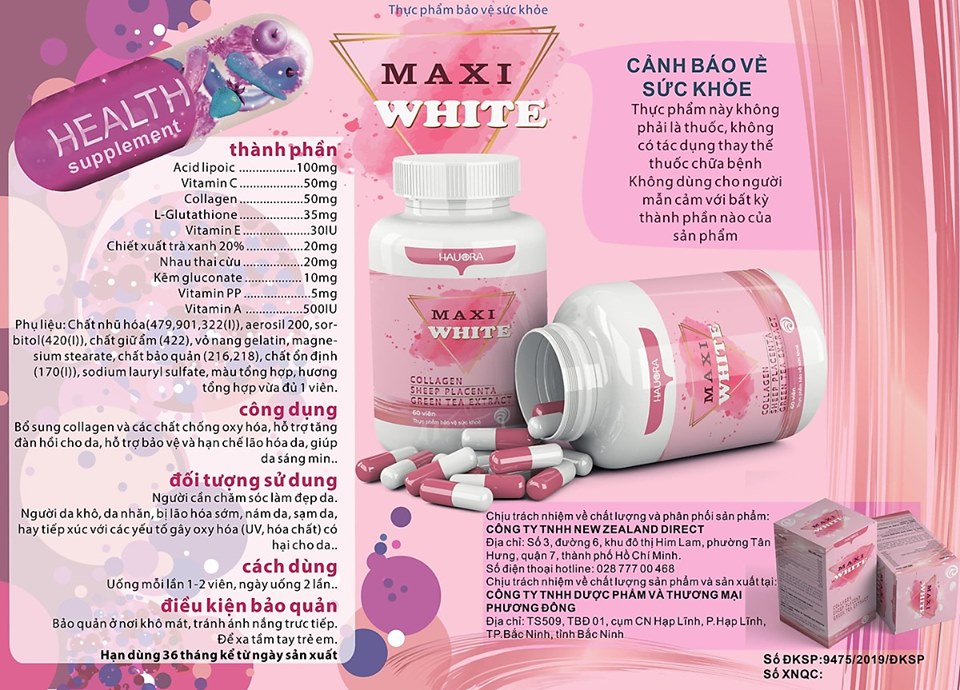 [HCM]Viên Uống Trắng Da Collagen Maxi White Hauora