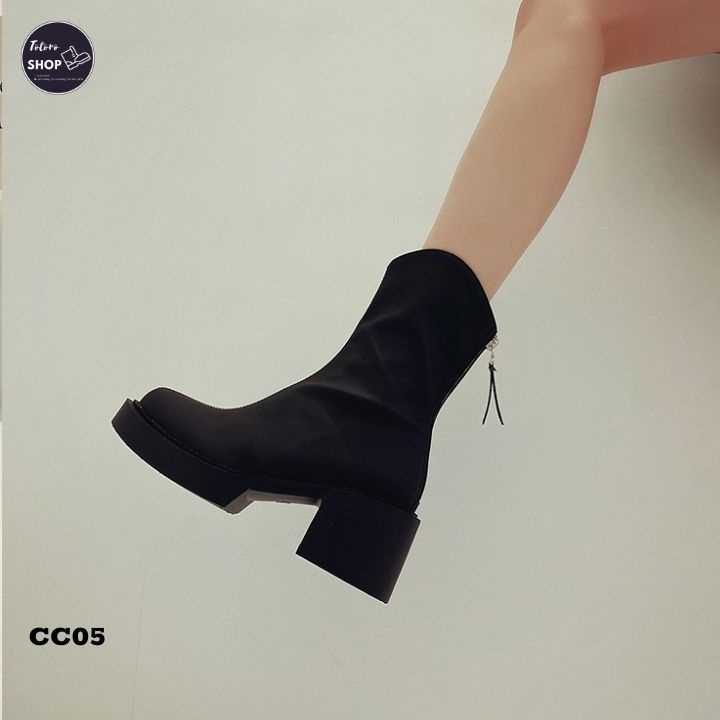 [Hàng Sẵn] [Ảnh Thật] [Freeship] Giày Bốt Nữ Cổ Cao 35cm Đế 6cm - CC05