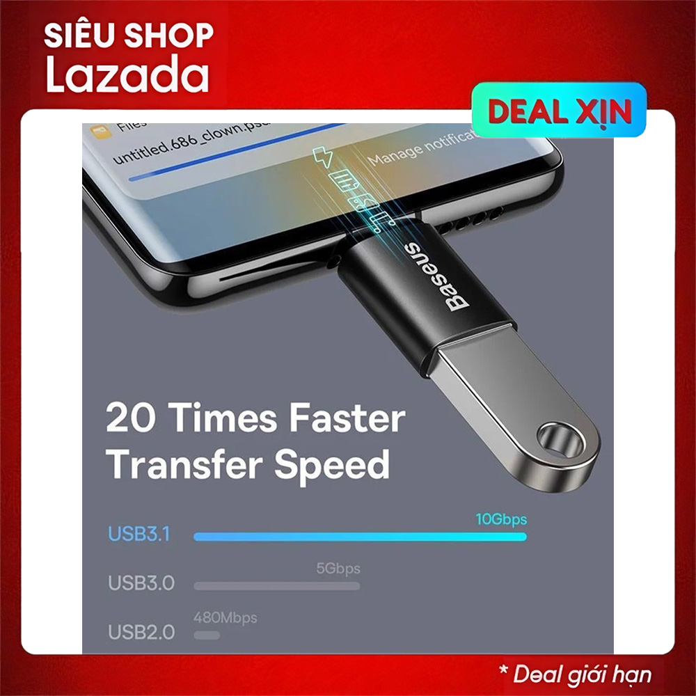 Đầu chuyển OTG cao cấp Baseus TypeC to USB-A LVL002