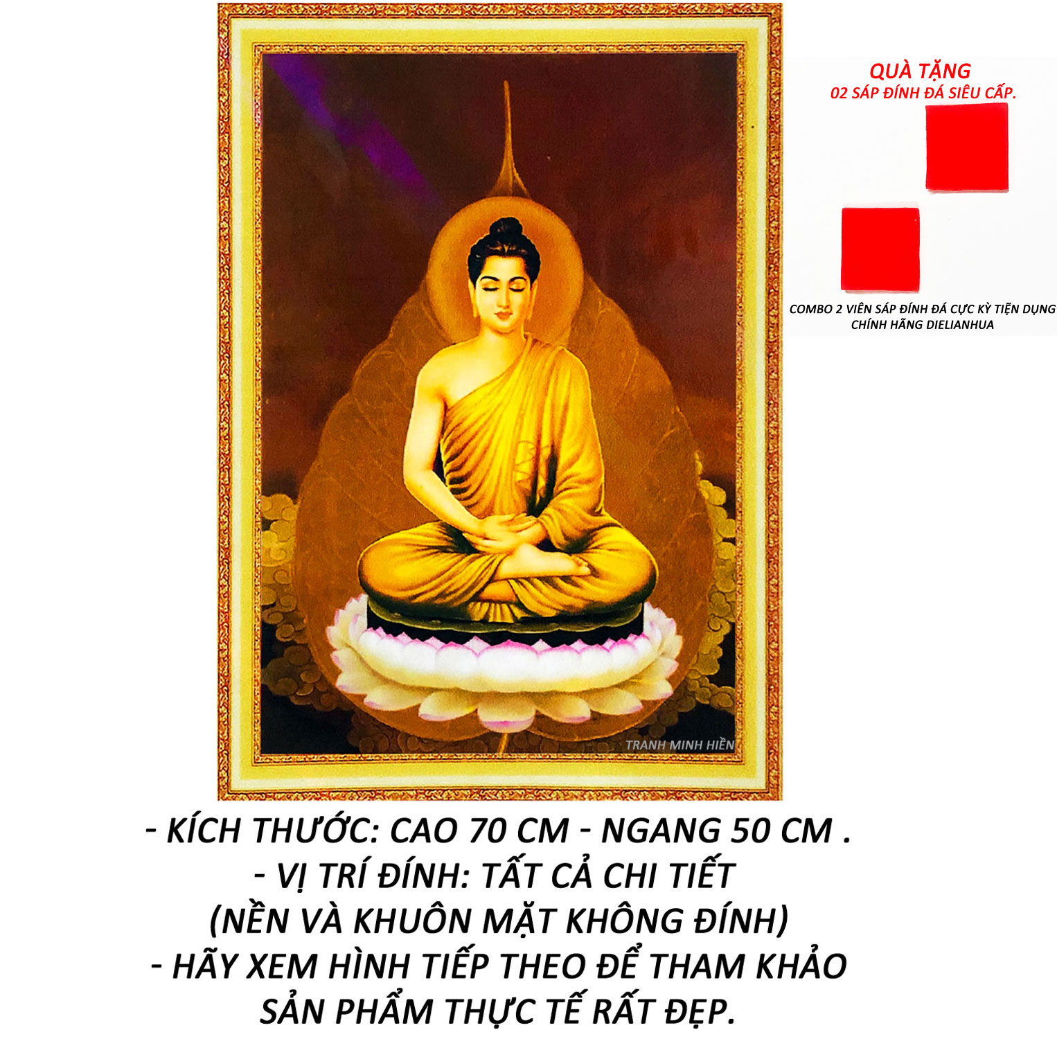 Tranh Đính Đá Phật Thích Ca Bồ Đề 26 (Kèm Quà Tặng) - Tranh Minh Hiền (TỰ ĐÍNH ĐÁ)