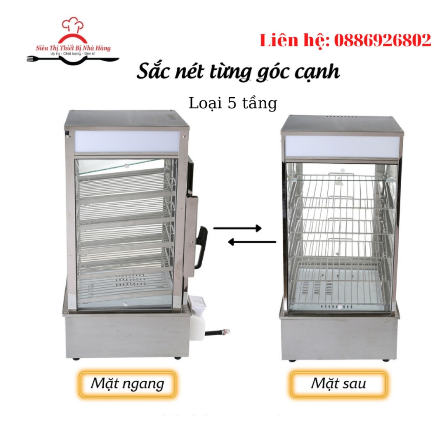 TỦ HẤP BÁNH BAO 5 TẦNG, 2 LỚP KÍNH [ BẢO HÀNH 12 THÁNG ]