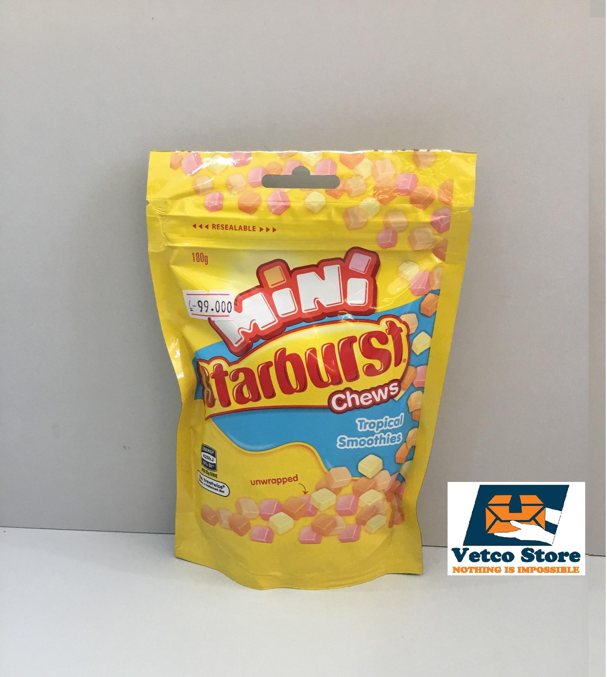 Kẹo dẻo Mini Starburst Chews - Tropical Smoothies (Vị trái cây nhiệt đới)