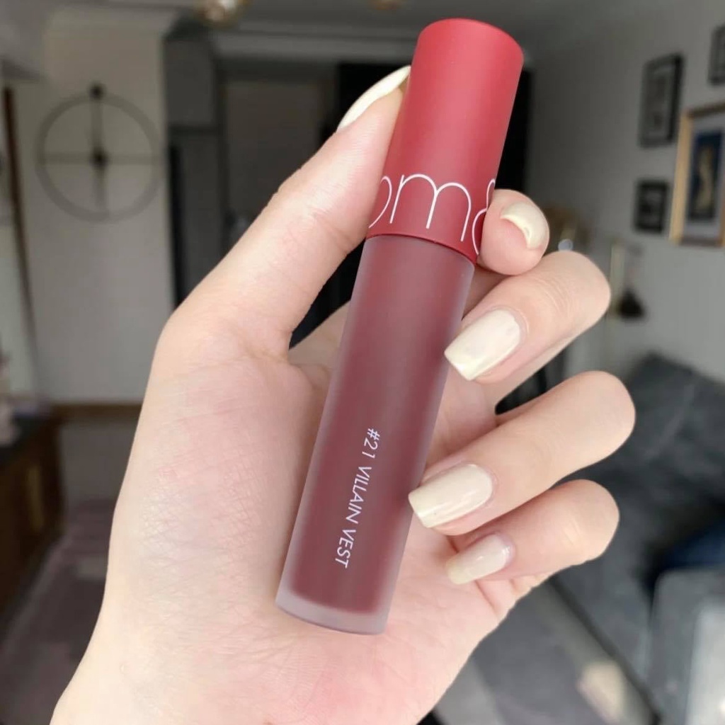 Son Romand Zero 21 màu đỏ đỏ trầm cổ điển (son kem lì Romand Zero Velvet Tint)
