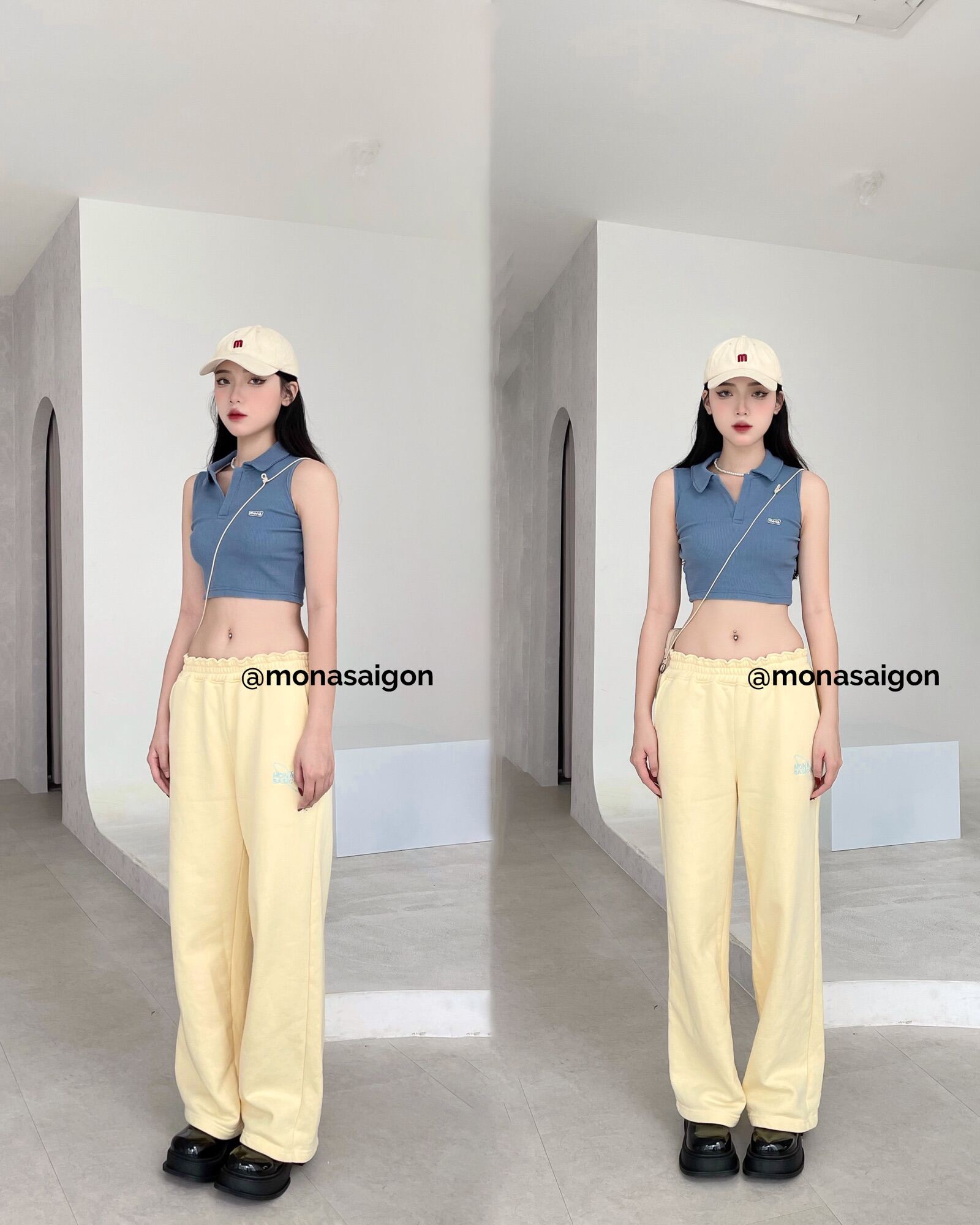 [VOUCHER 12%/149K] Áo croptop polo MONÁ - PERRY