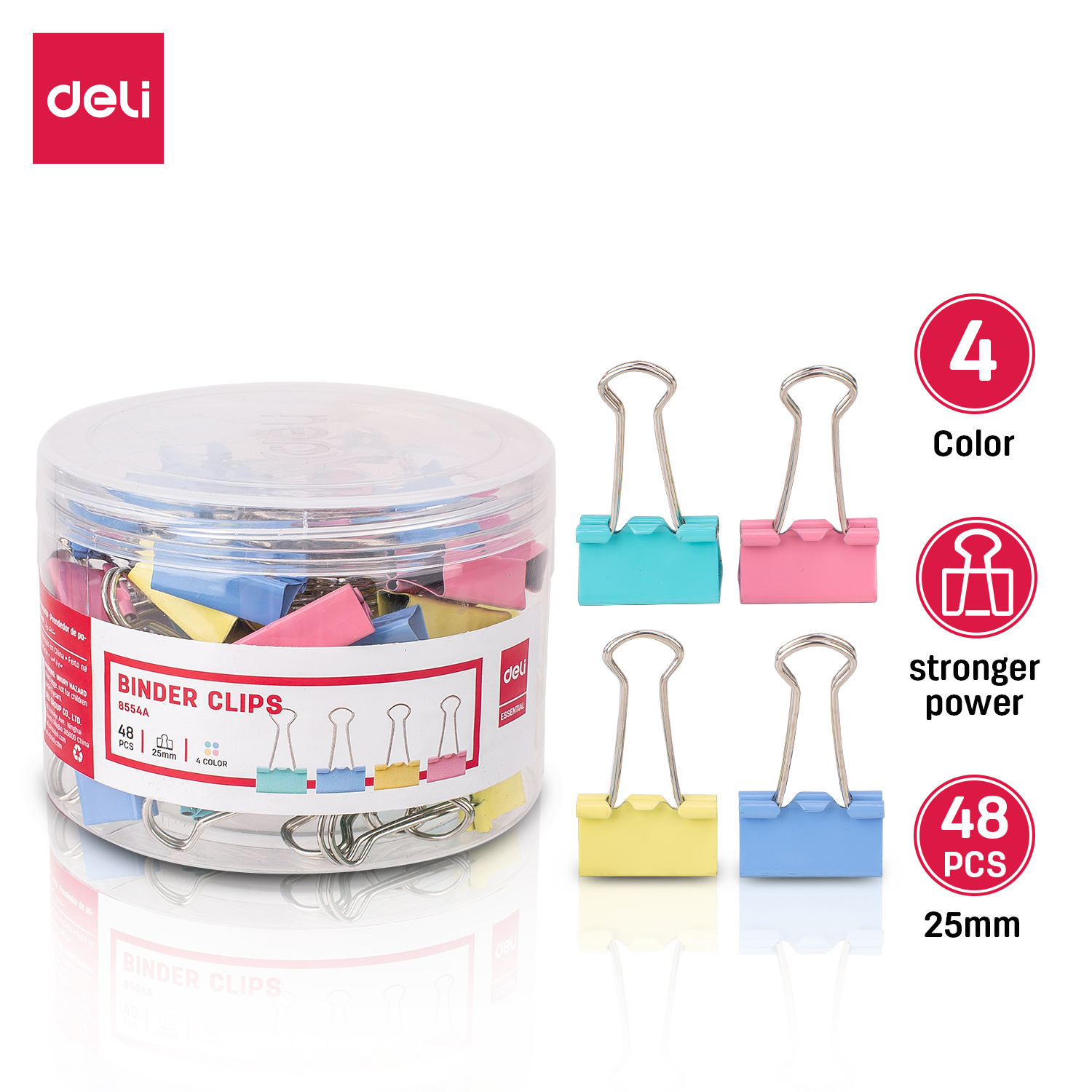 Kẹp bướm 25mm deli - 48 chiếc/hộp - e8554a