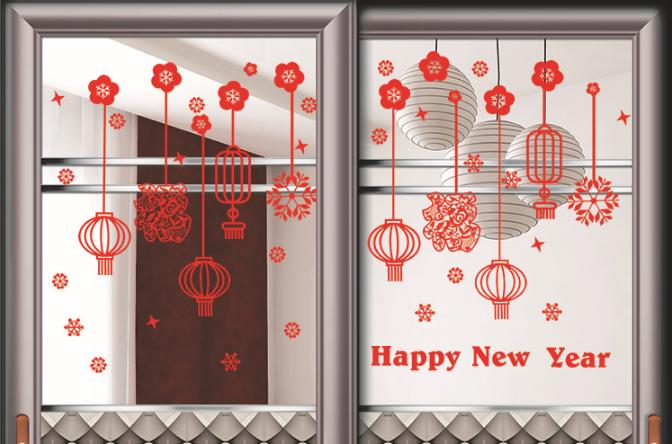 [HCM]Decal Trang Trí Tết - Rèm Dây Lồng Đèn Sợi