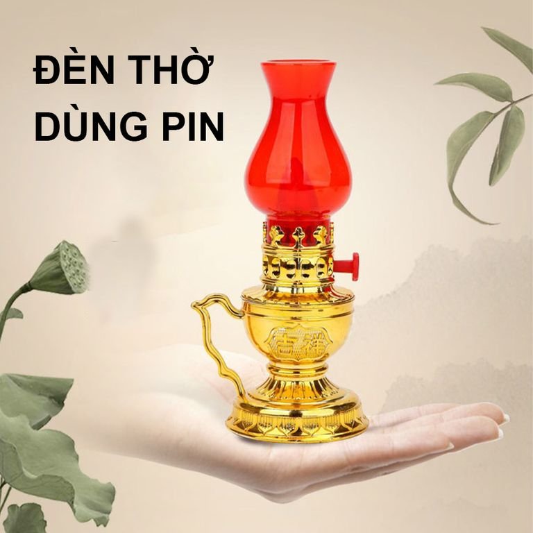 (tặng kèm pin) Bộ Đèn thờ cúng kiểu đèn dầu dùng pin, đèn để bàn thờ, đèn thờ phật- Đèn thờ - Đèn cúng an toàn cho người lớn và trẻ em